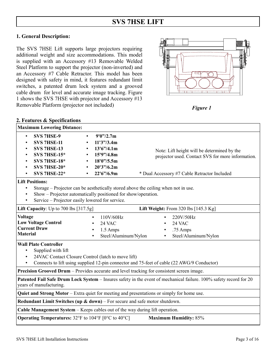 Svs 7hse lift | SVS 7HSE 110V User Manual | Page 3 / 16