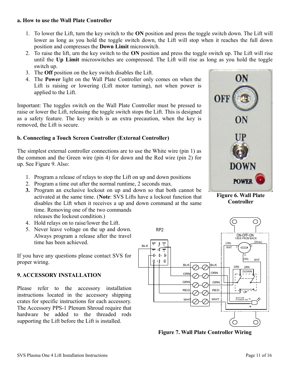Figure 7. wall plate controller wiring, Figure 6. wall plate controller | SVS PLASMA ONE 4 User Manual | Page 11 / 16