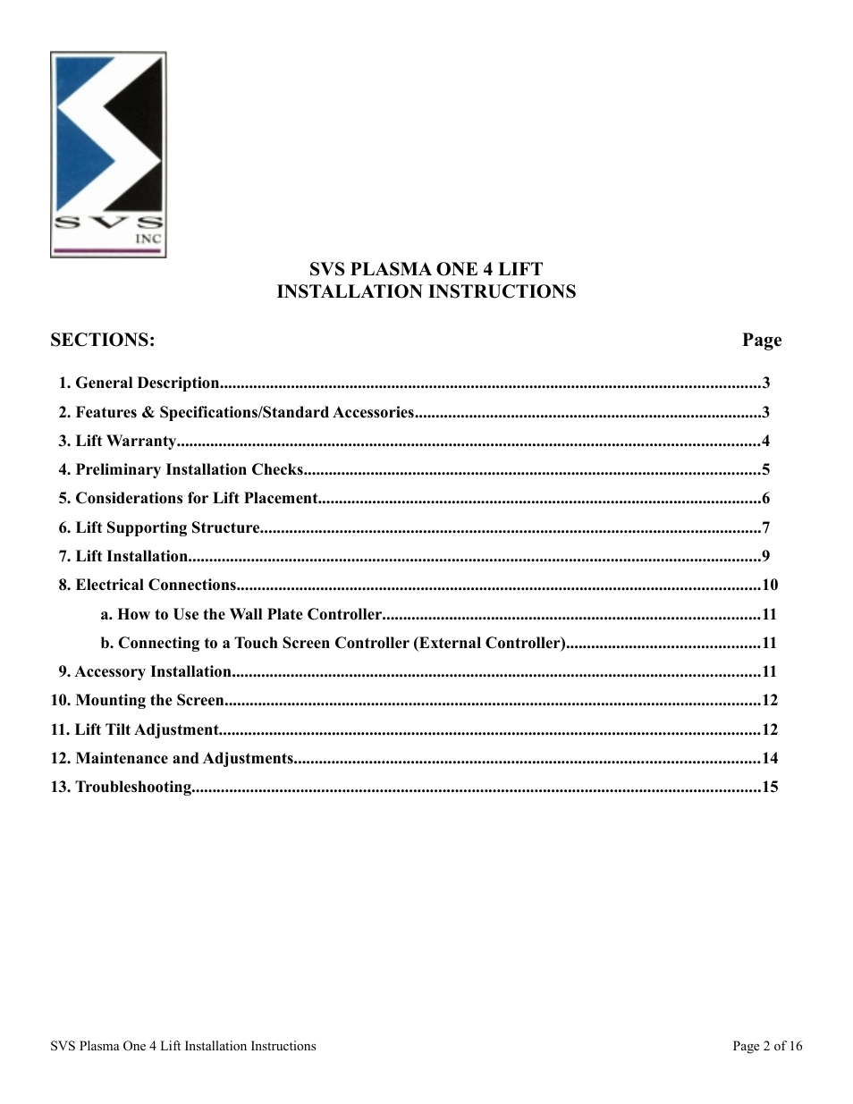 SVS PLASMA ONE 4 User Manual | Page 2 / 16