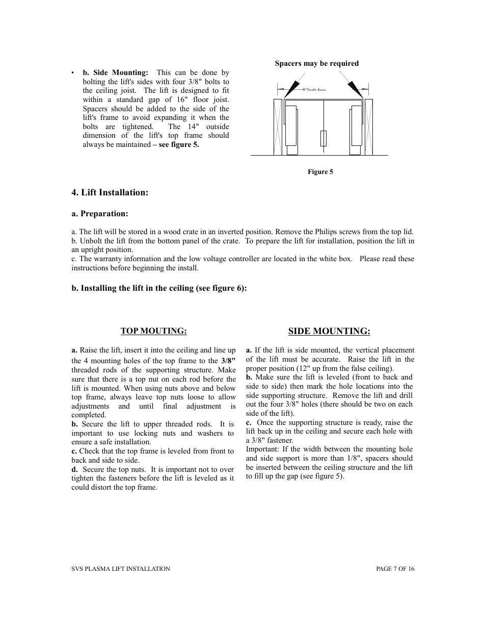 Spacers may be required | SVS PLASMA ONE 7 User Manual | Page 7 / 15