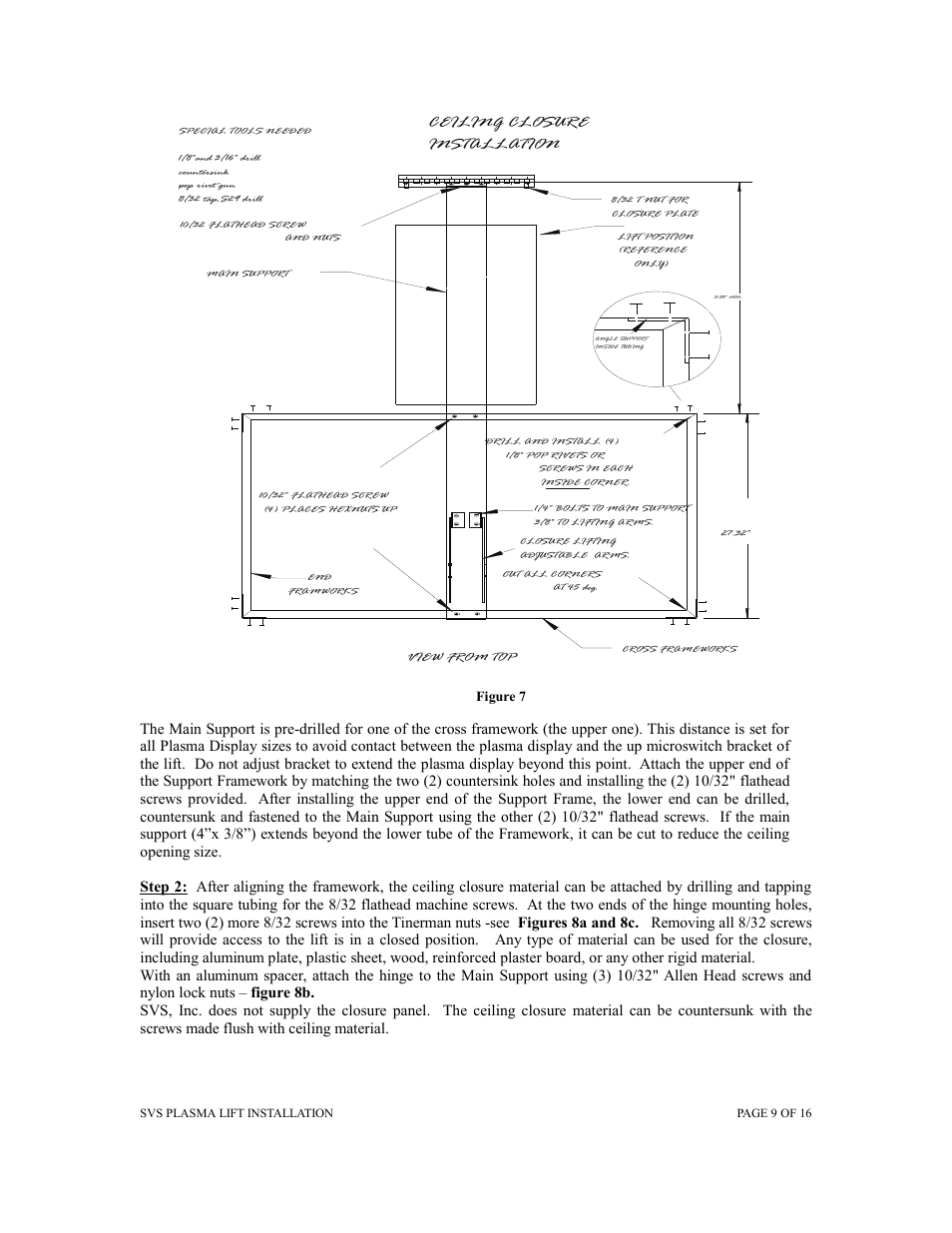 Figure 7, Ceiling closure installation | SVS PLASMA ONE 7 User Manual | Page 9 / 15