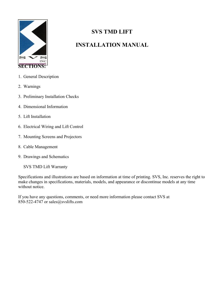 Svs tmd lift installation manual | SVS TMD User Manual | Page 2 / 17