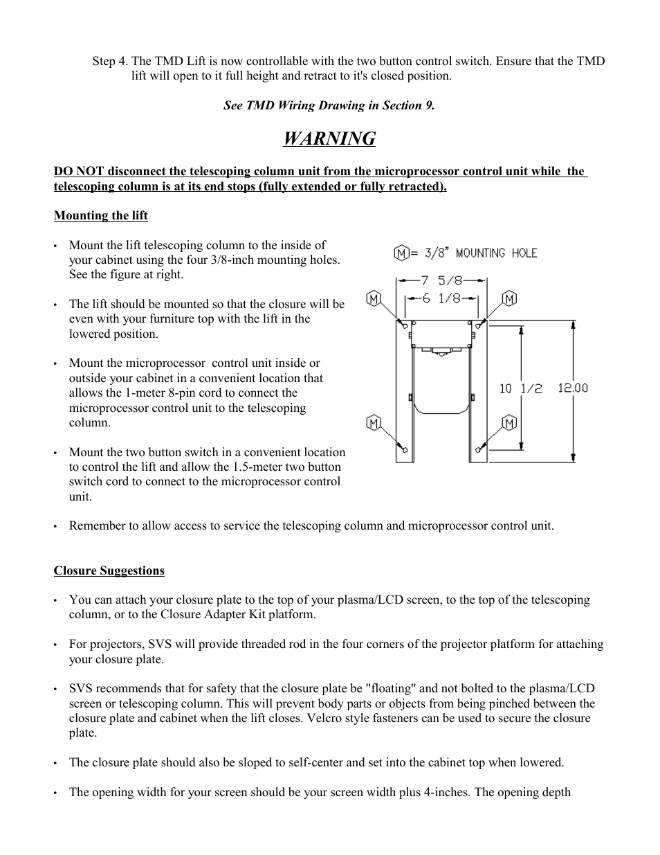 Warning | SVS TMD User Manual | Page 6 / 17