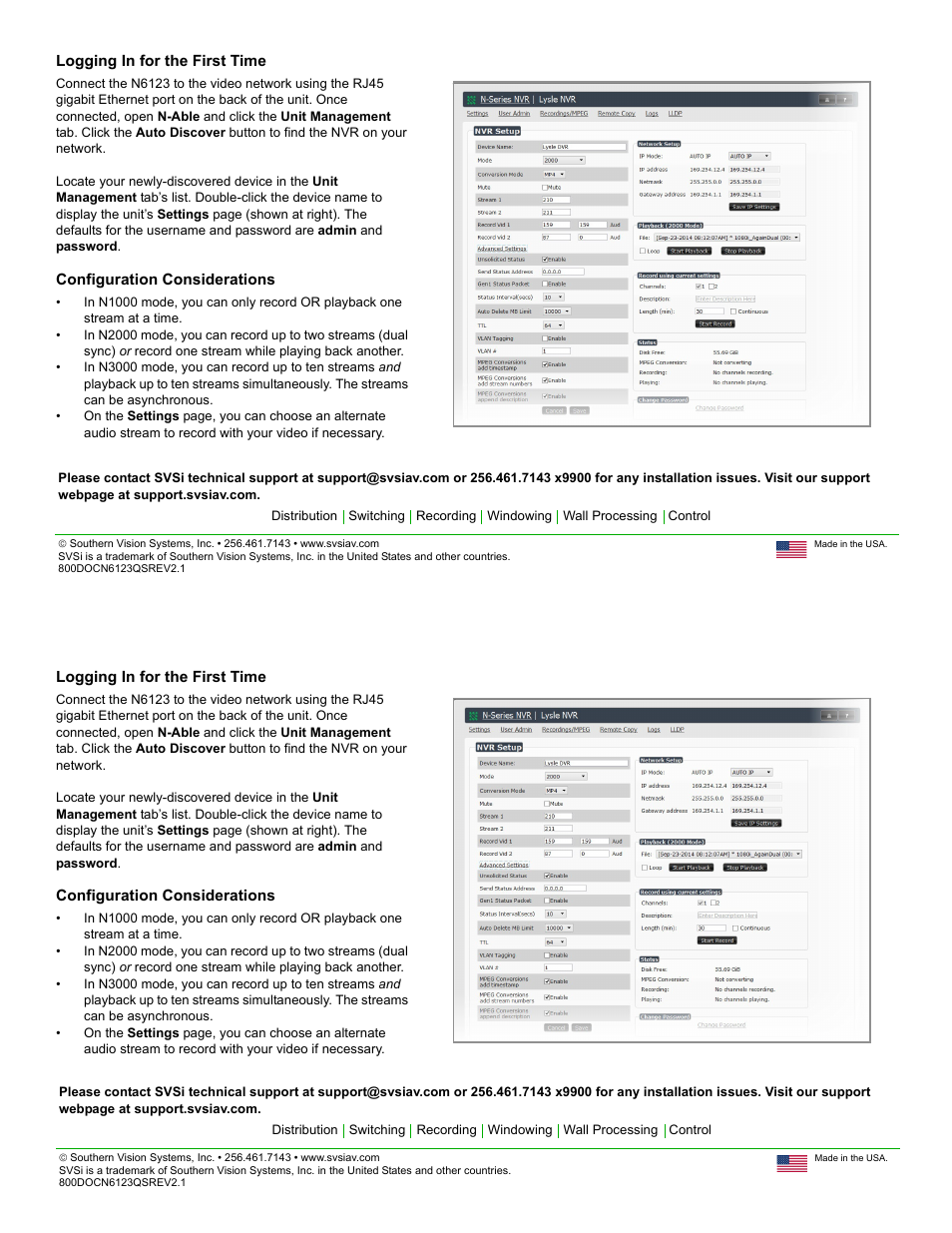 SVSi N6123 NVR User Manual | Page 2 / 2