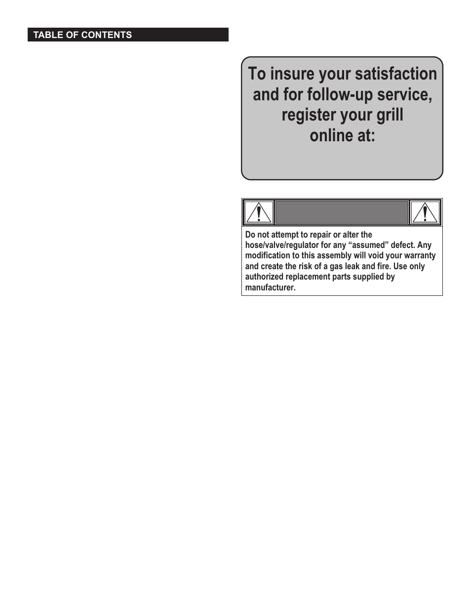 Warning | Char-Broil COMMERICAL 463248708 User Manual | Page 3 / 32