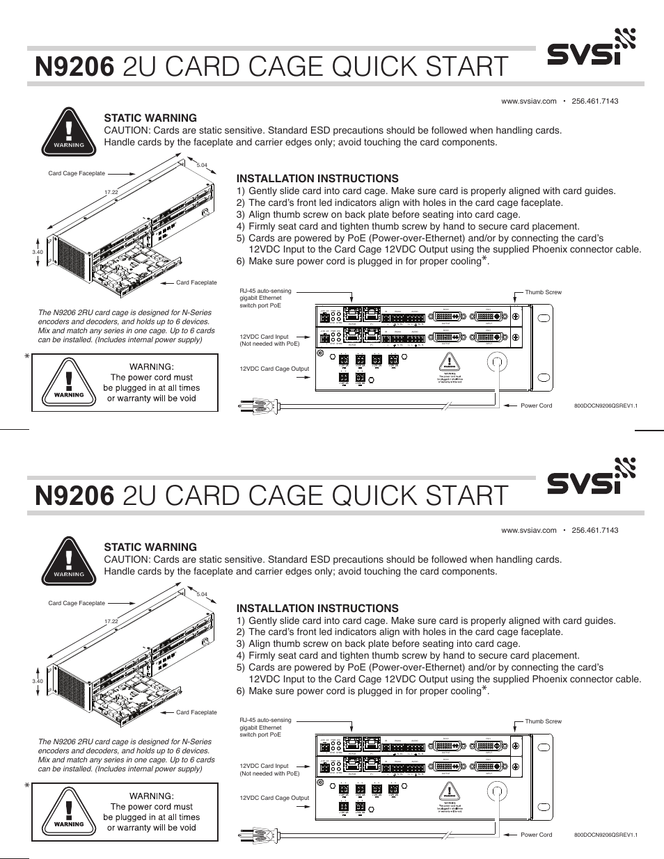 SVSi N9206 User Manual | 1 page