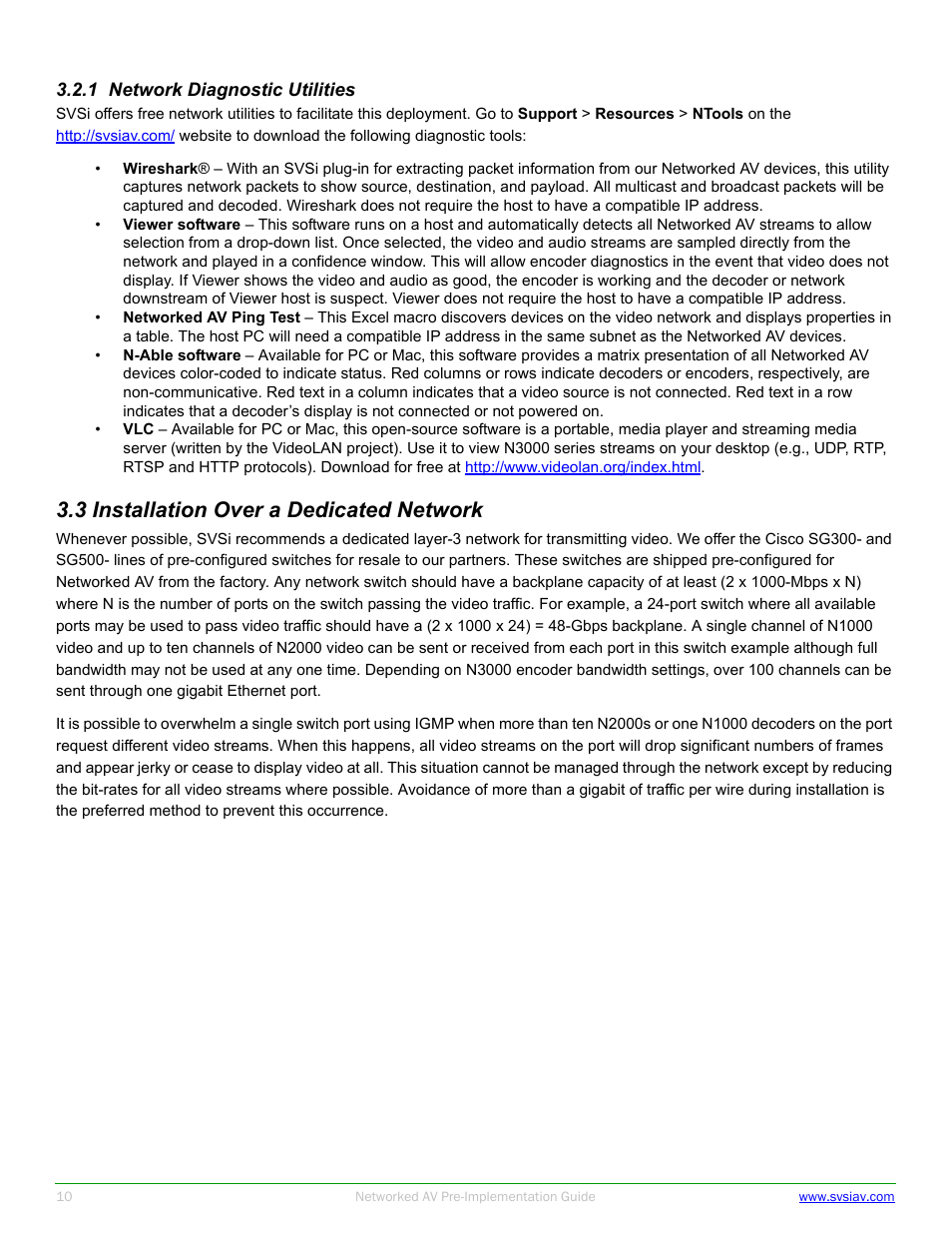 3 installation over a dedicated network | SVSi N-Series Pre-implementation User Manual | Page 10 / 12