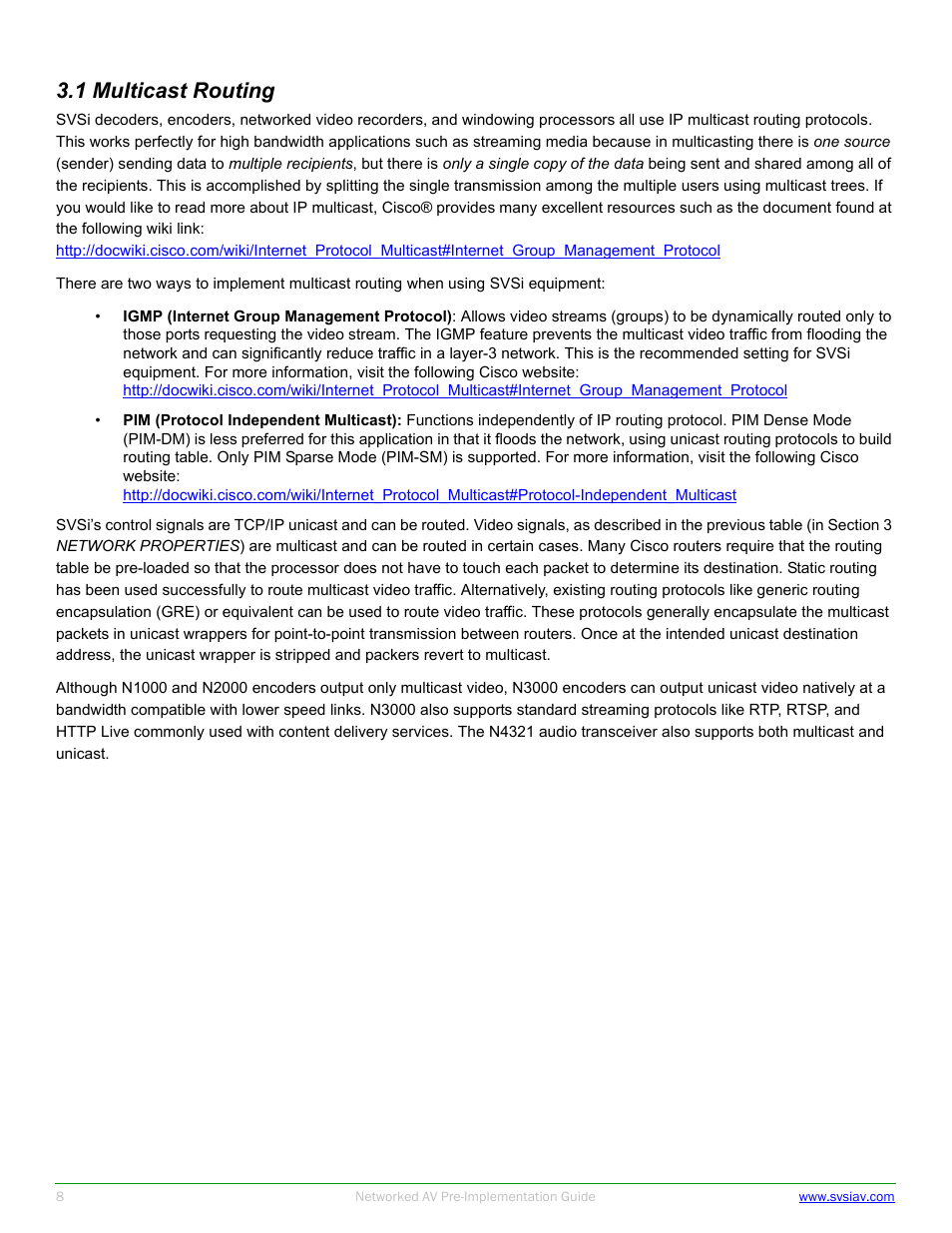 1 multicast routing | SVSi N-Series Pre-implementation User Manual | Page 8 / 12
