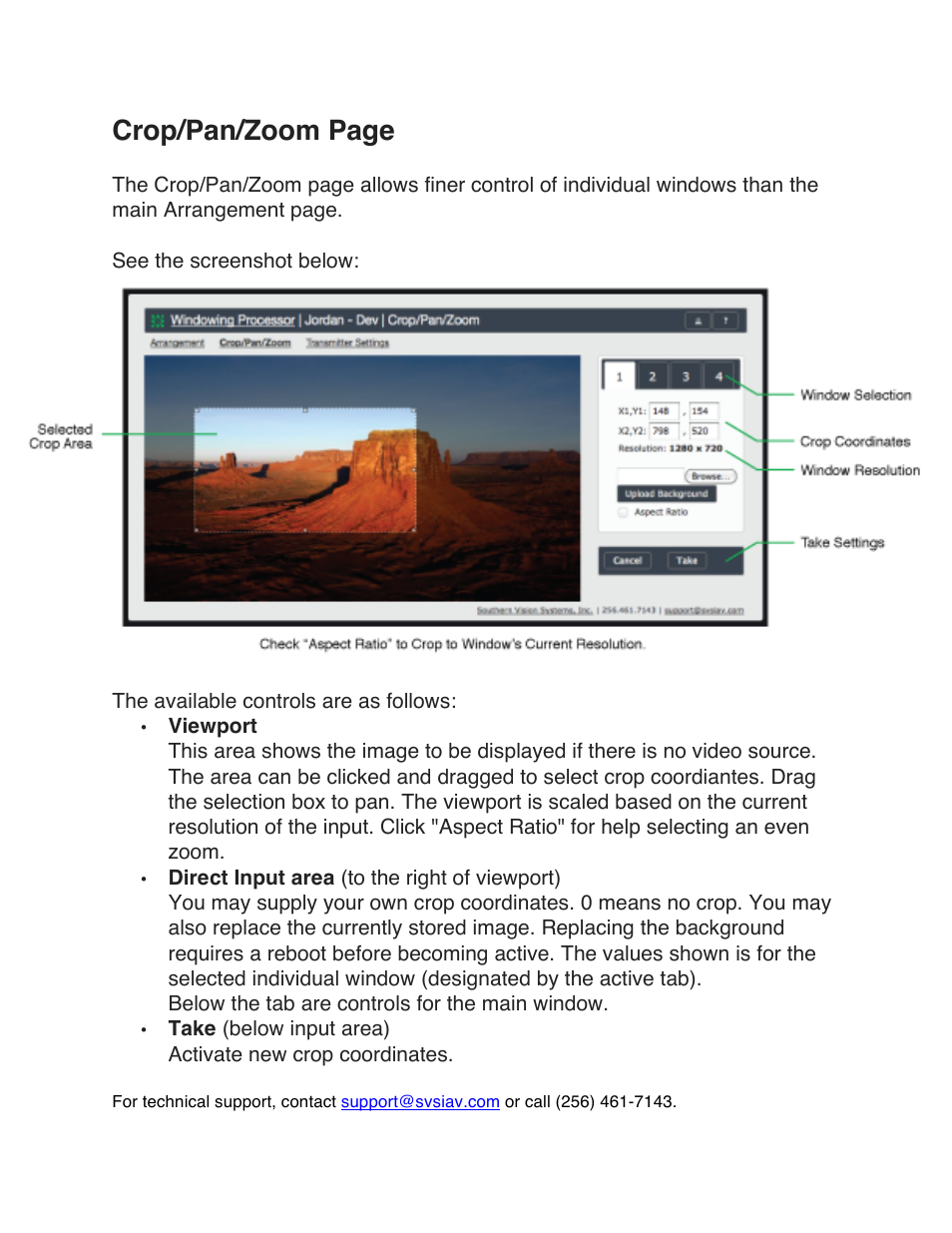 Crop/pan/zoom page | SVSi N-Series Windowing Processor User Manual | Page 10 / 11