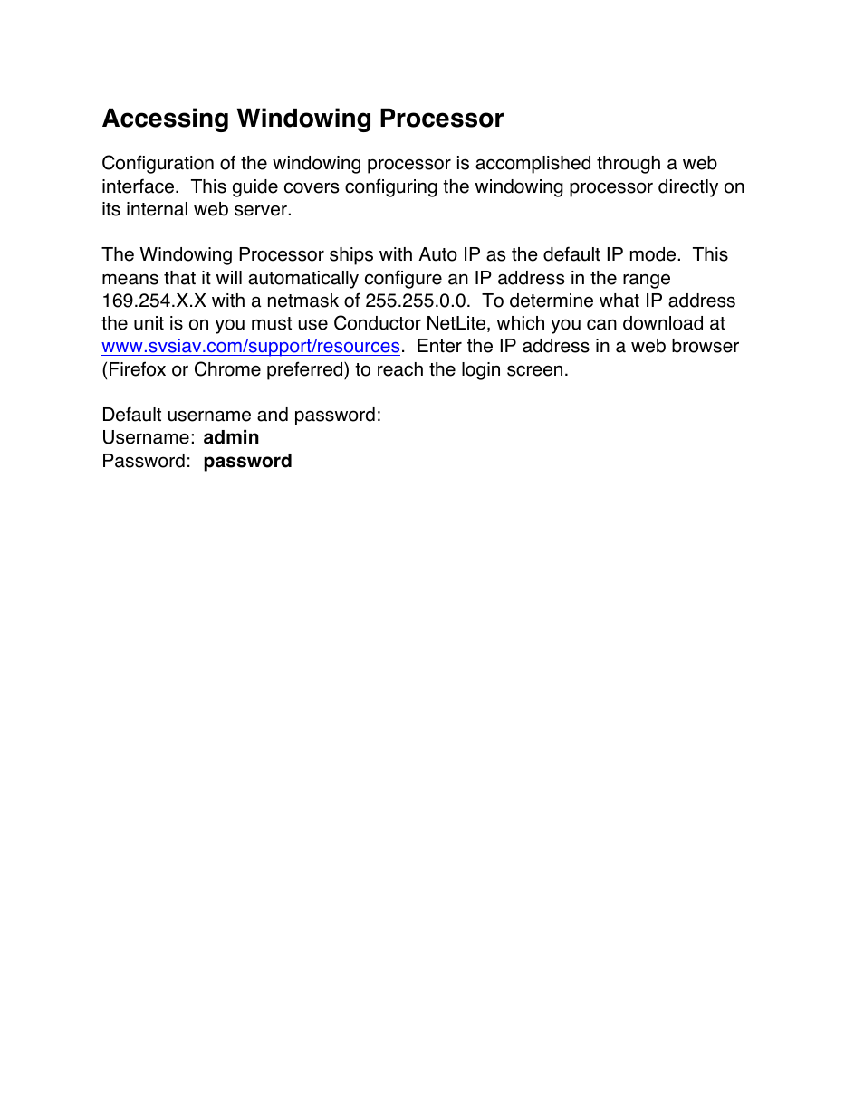 Accessing windowing processor | SVSi N-Series Windowing Processor User Manual | Page 5 / 11