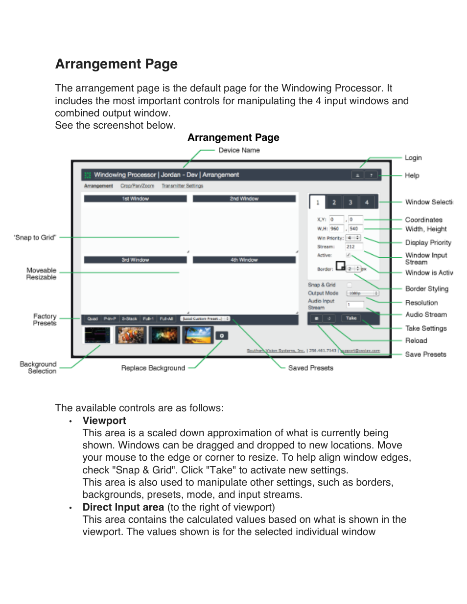 Arrangement page | SVSi N-Series Windowing Processor User Manual | Page 7 / 11