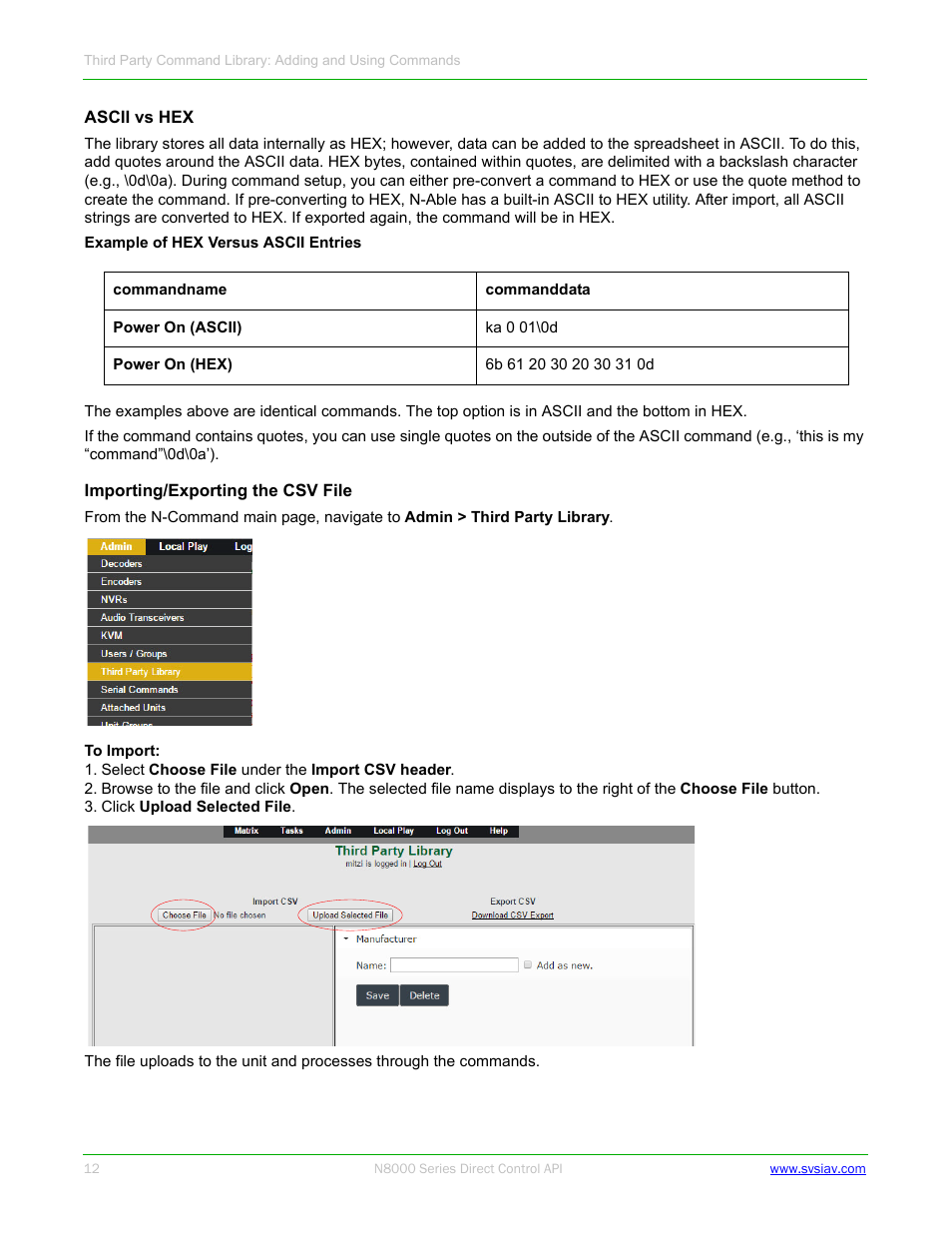 SVSi N8000 Control API User Manual | Page 12 / 14