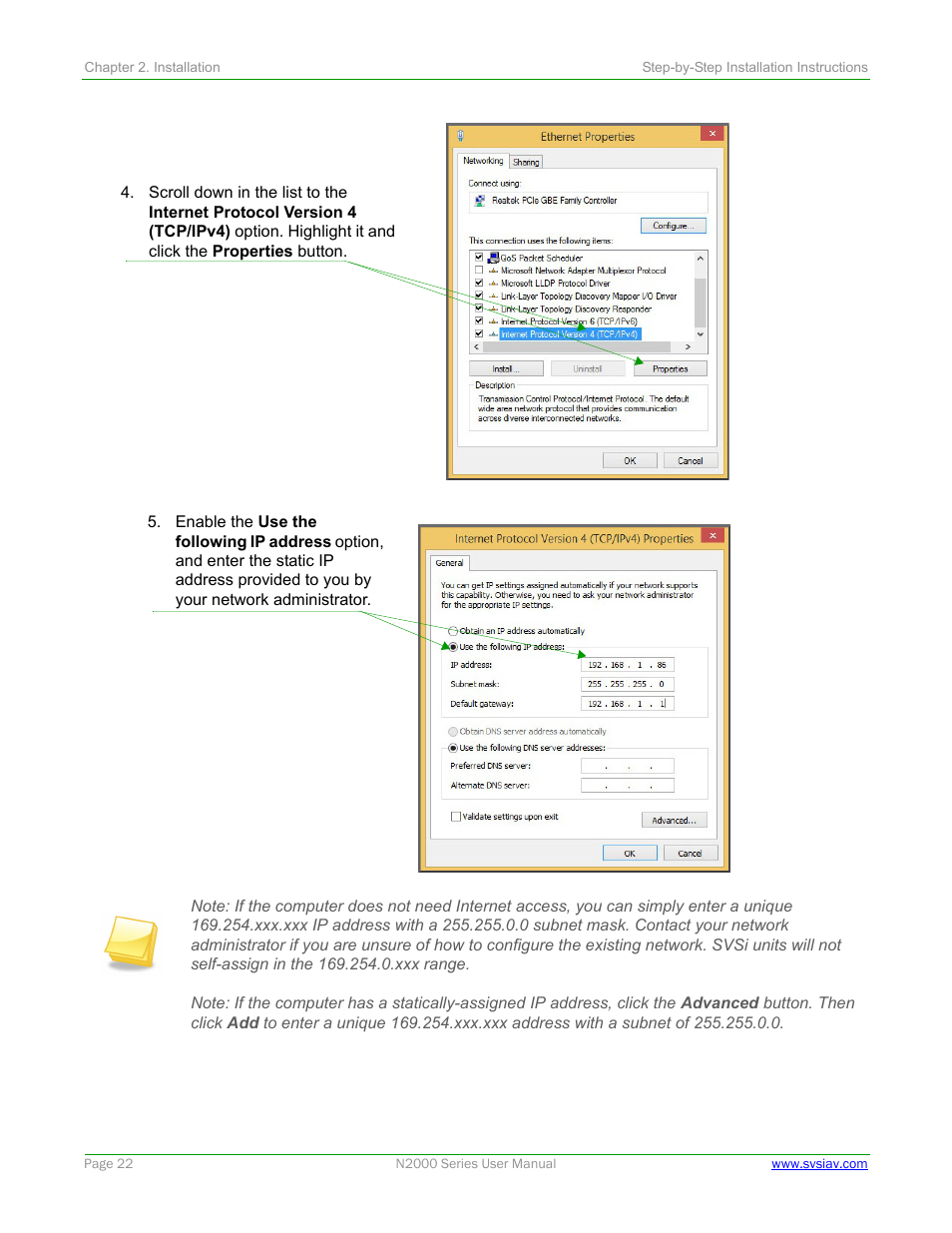 SVSi N2000 Series User Manual | Page 22 / 99