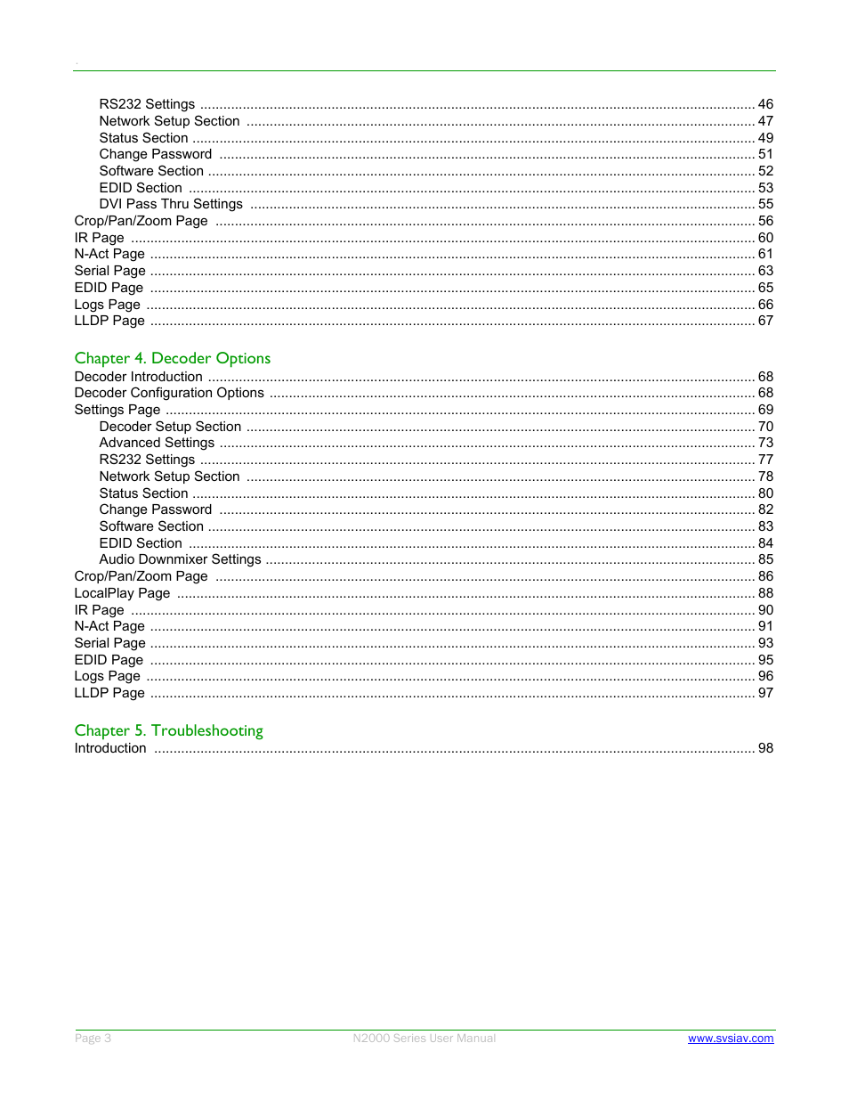SVSi N2000 Series User Manual | Page 3 / 99