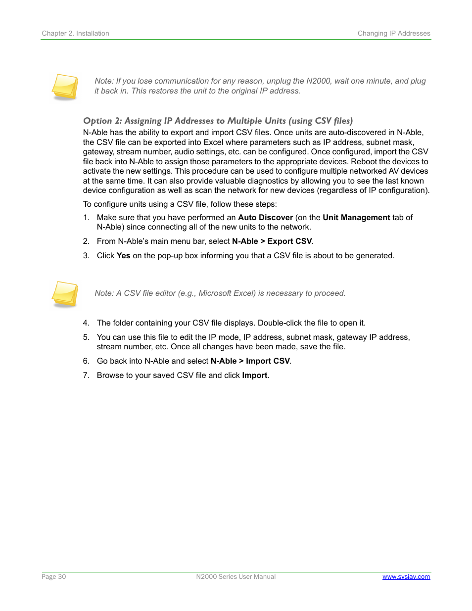 SVSi N2000 Series User Manual | Page 30 / 99