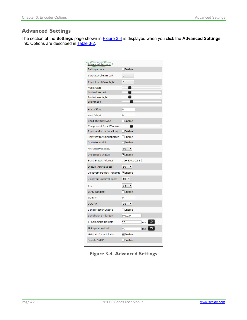 Advanced settings | SVSi N2000 Series User Manual | Page 42 / 99