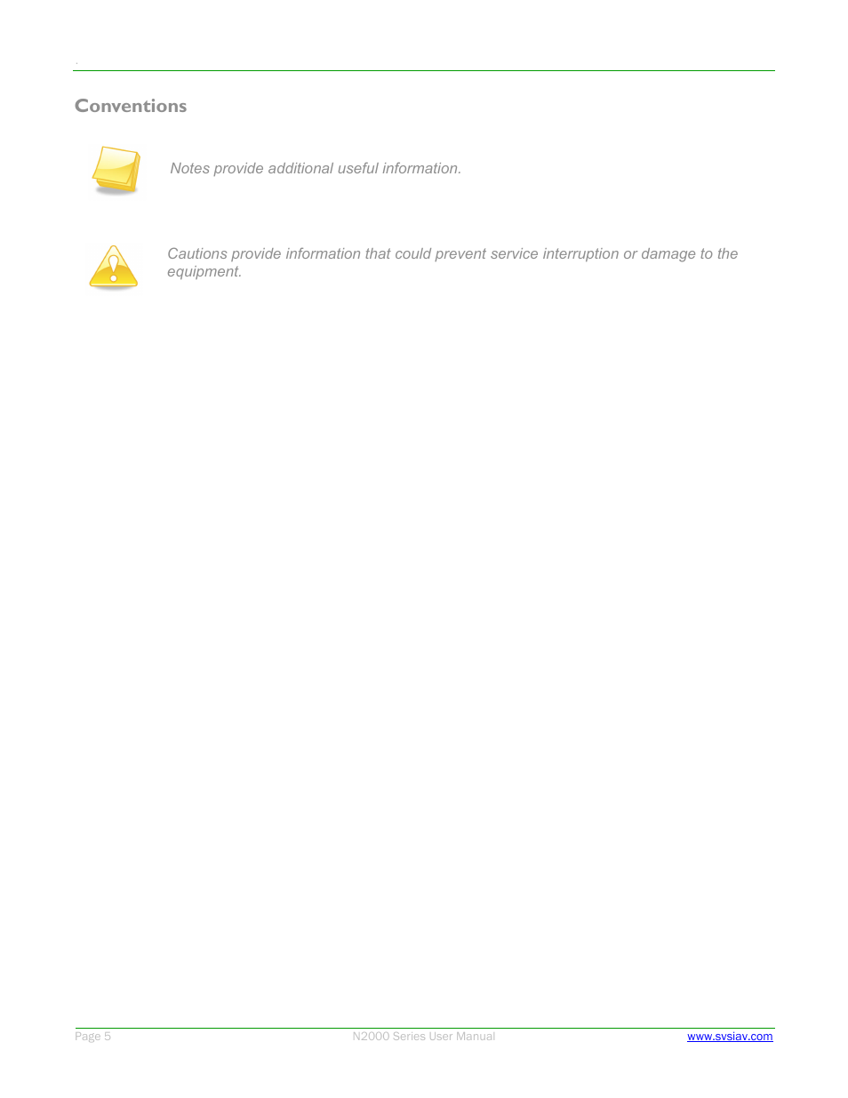 Conventions | SVSi N2000 Series User Manual | Page 5 / 99