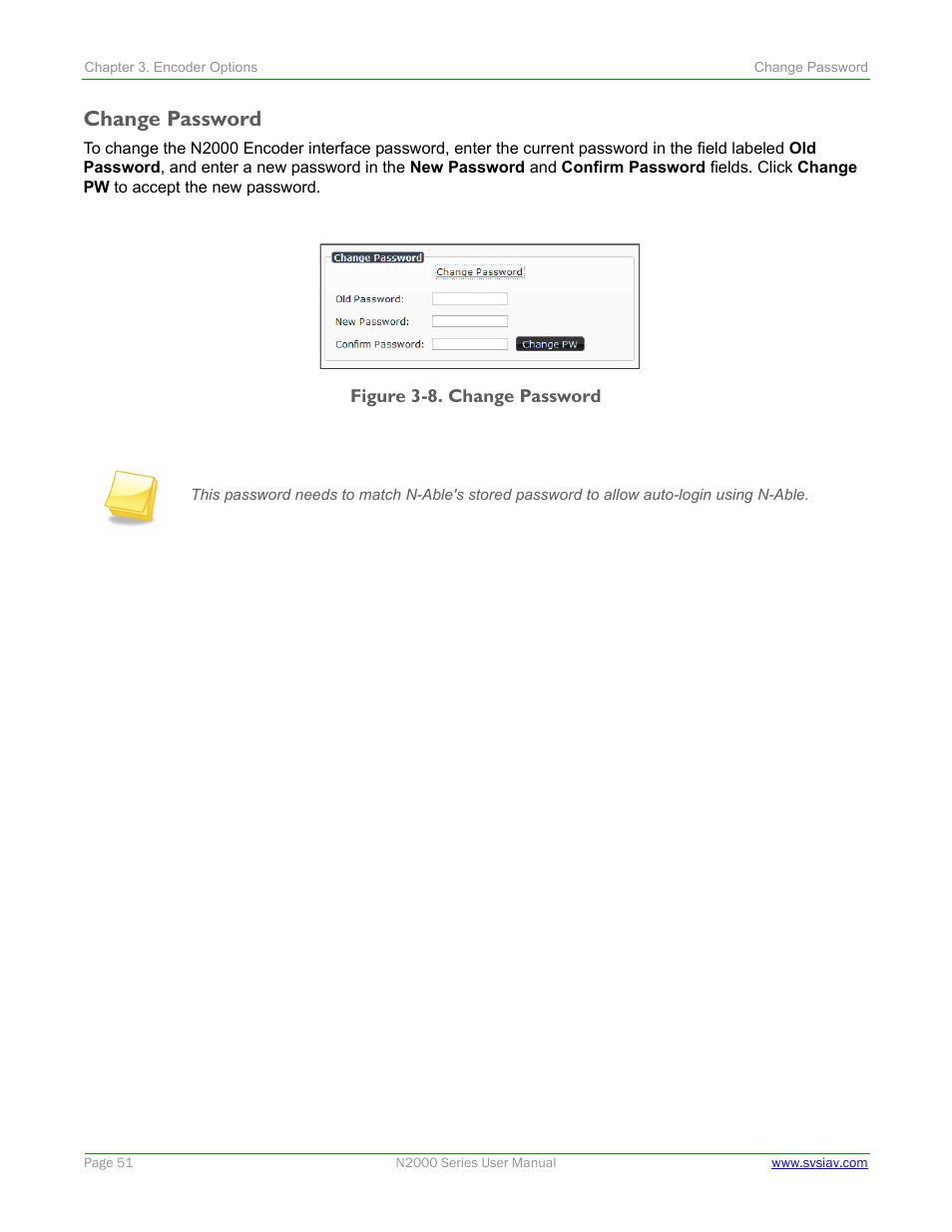 Change password | SVSi N2000 Series User Manual | Page 51 / 99