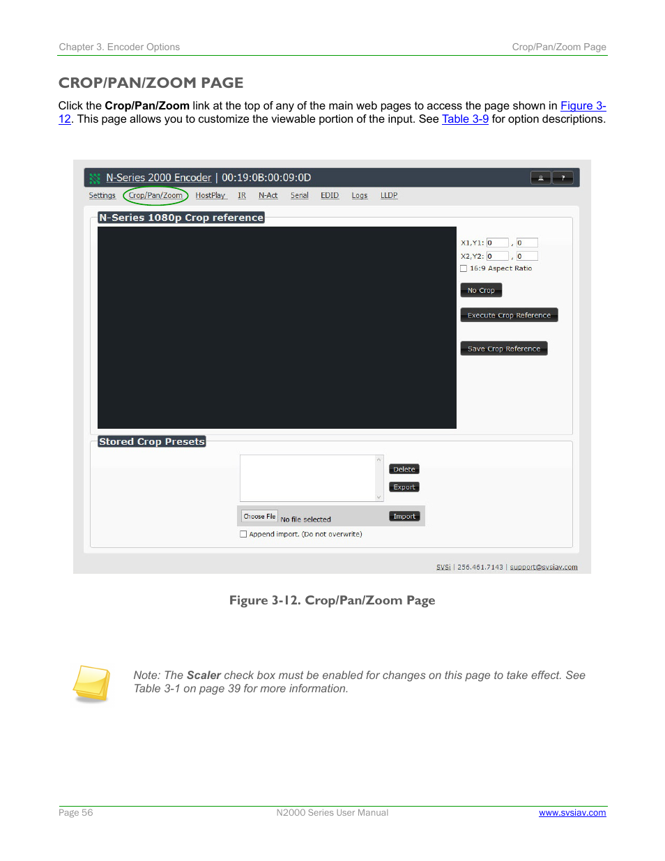 Crop/pan/zoom page | SVSi N2000 Series User Manual | Page 56 / 99