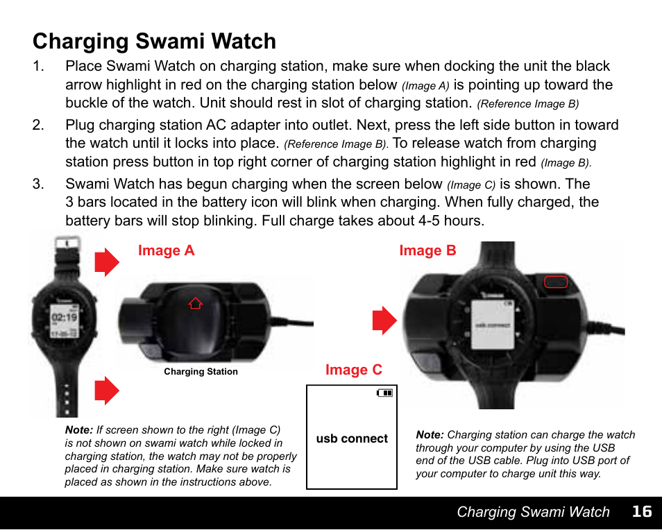 Charging swami watch | Swami WATCH GOLF GPS User Manual | Page 19 / 20