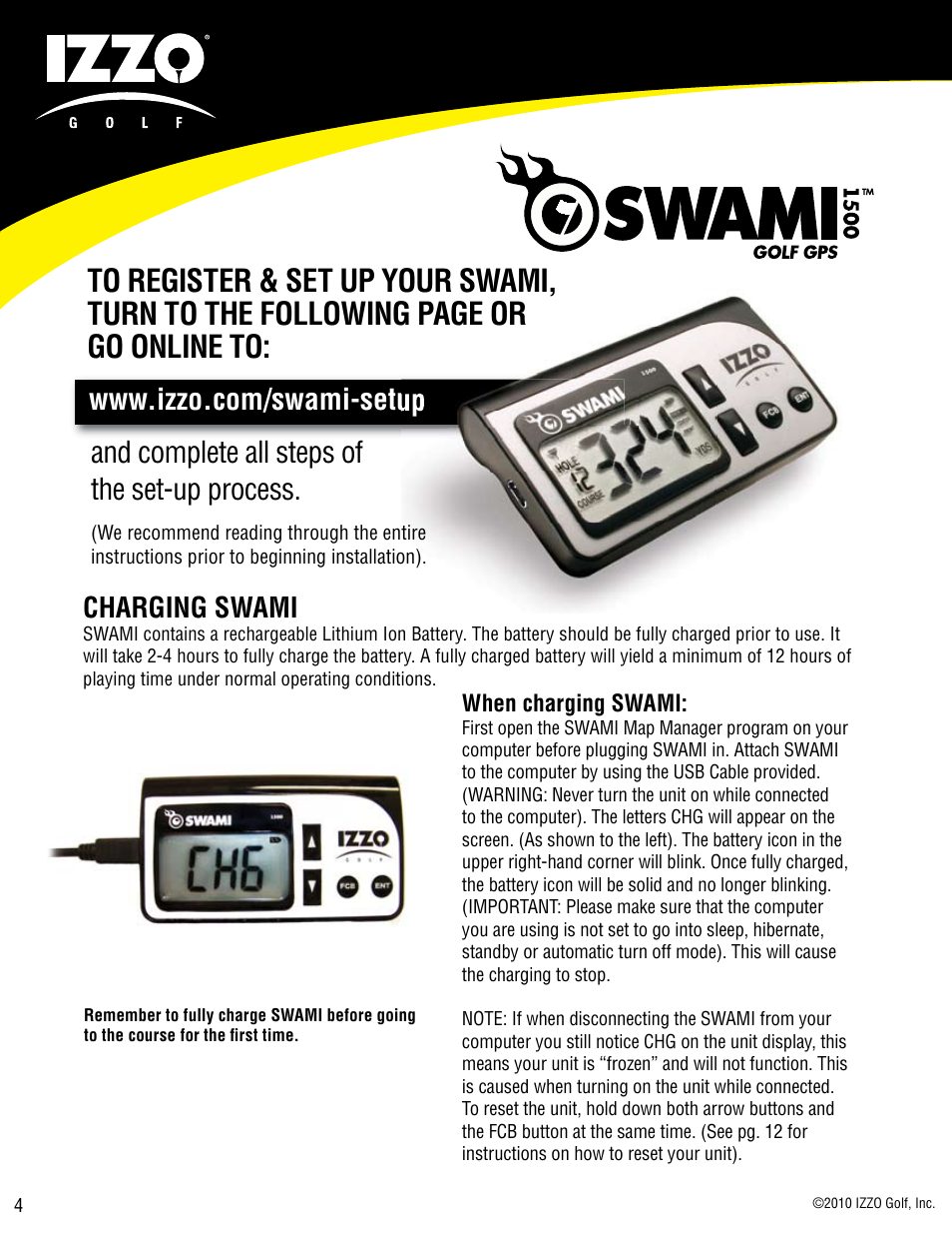 Charging swami | Swami 1500 GPS User Manual | Page 4 / 12