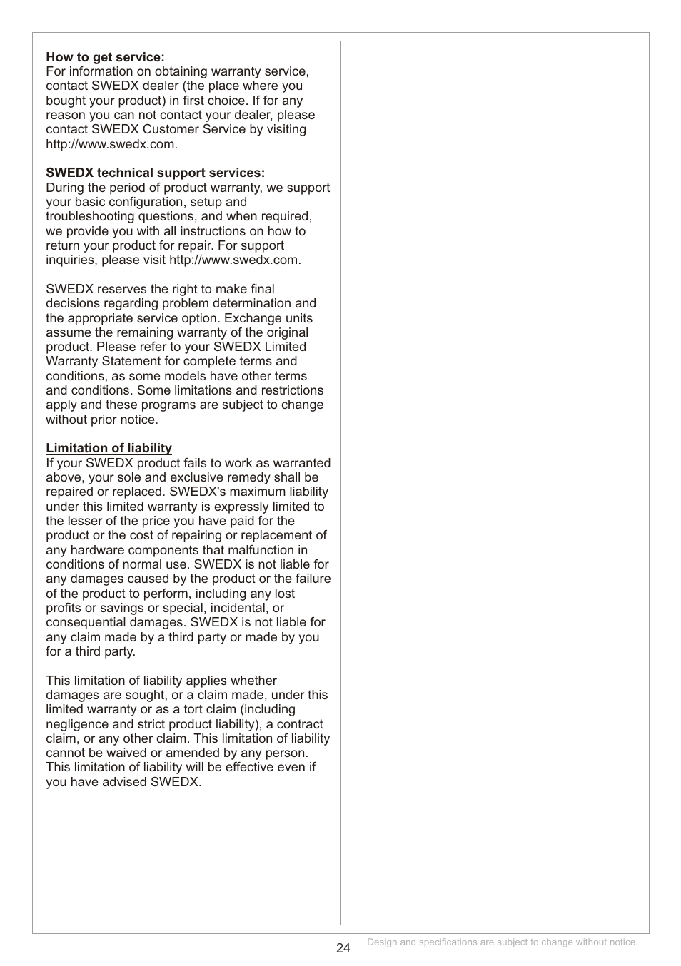 SWEDX SS-XX-K15 User Manual | Page 24 / 25
