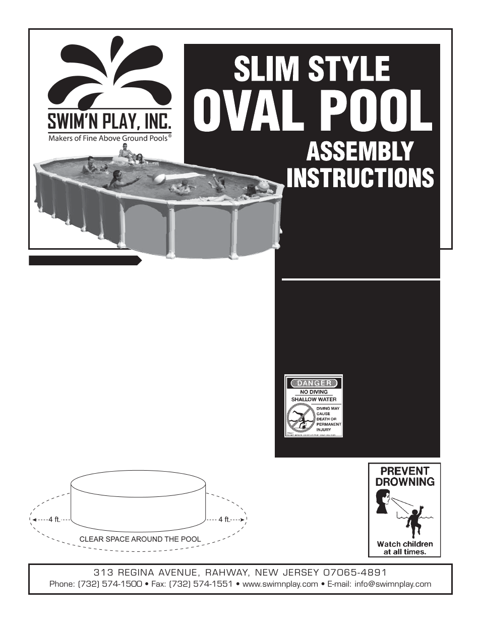 Swim'n Play Slim Style Oval Pool User Manual | 33 pages