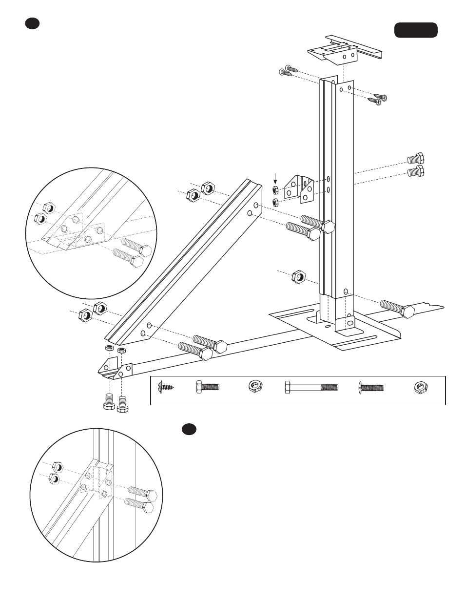 Fig. 7 il montaggio delle gambe di forza, Montaje de los puntales | Swim'n Play International Oval Pool User Manual | Page 27 / 48