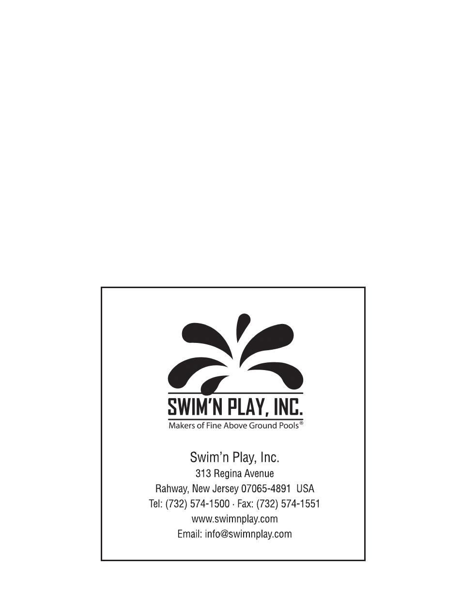 Swim'n Play International Concord Oval User Manual | Page 36 / 36