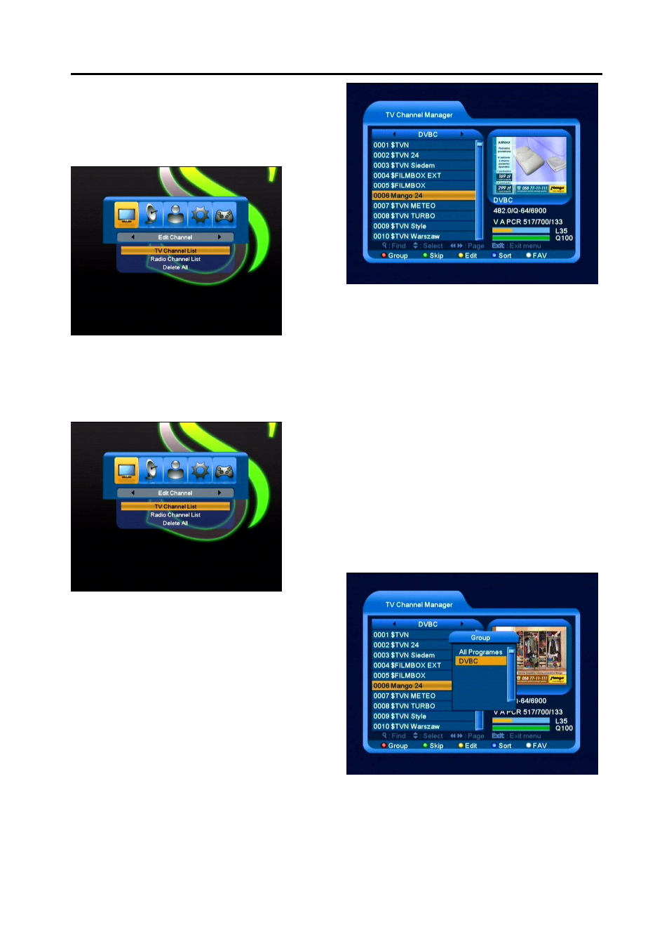 New features, Edit channel, 1 tv channel manager | 1 group | Synaps CSD-300 User Manual | Page 13 / 29