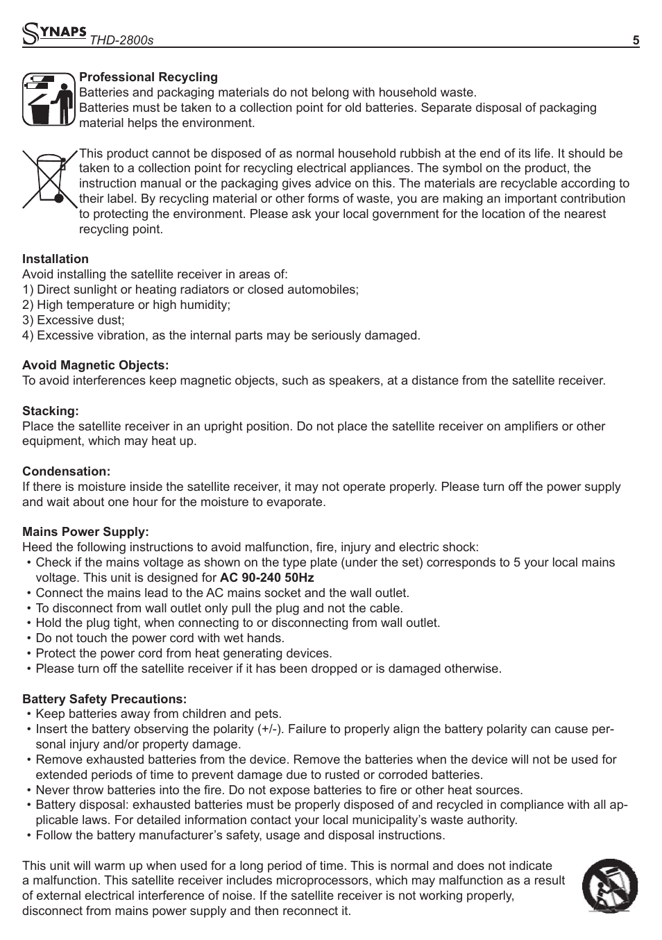 Synaps THD-2800s User Manual | Page 5 / 16