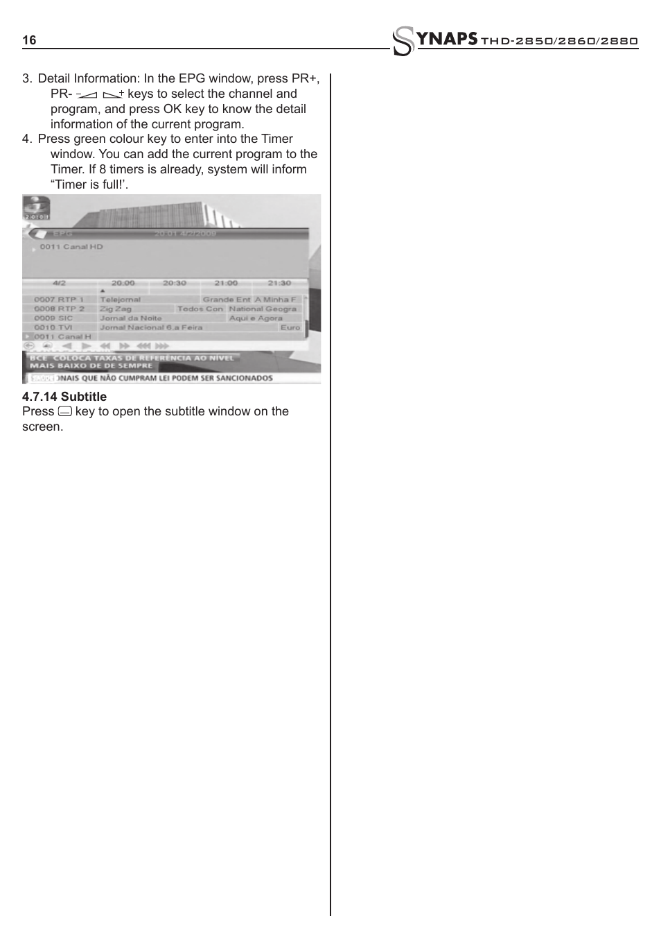Synaps THD-2850 User Manual | Page 16 / 20