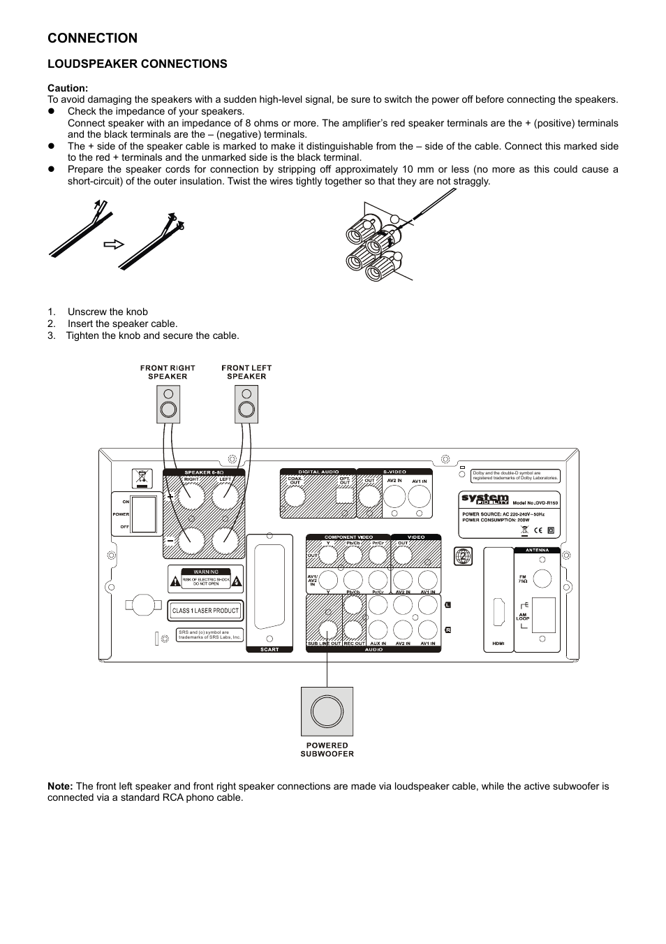 Connection | System Fidelity DVD-R150 User Manual | Page 11 / 21
