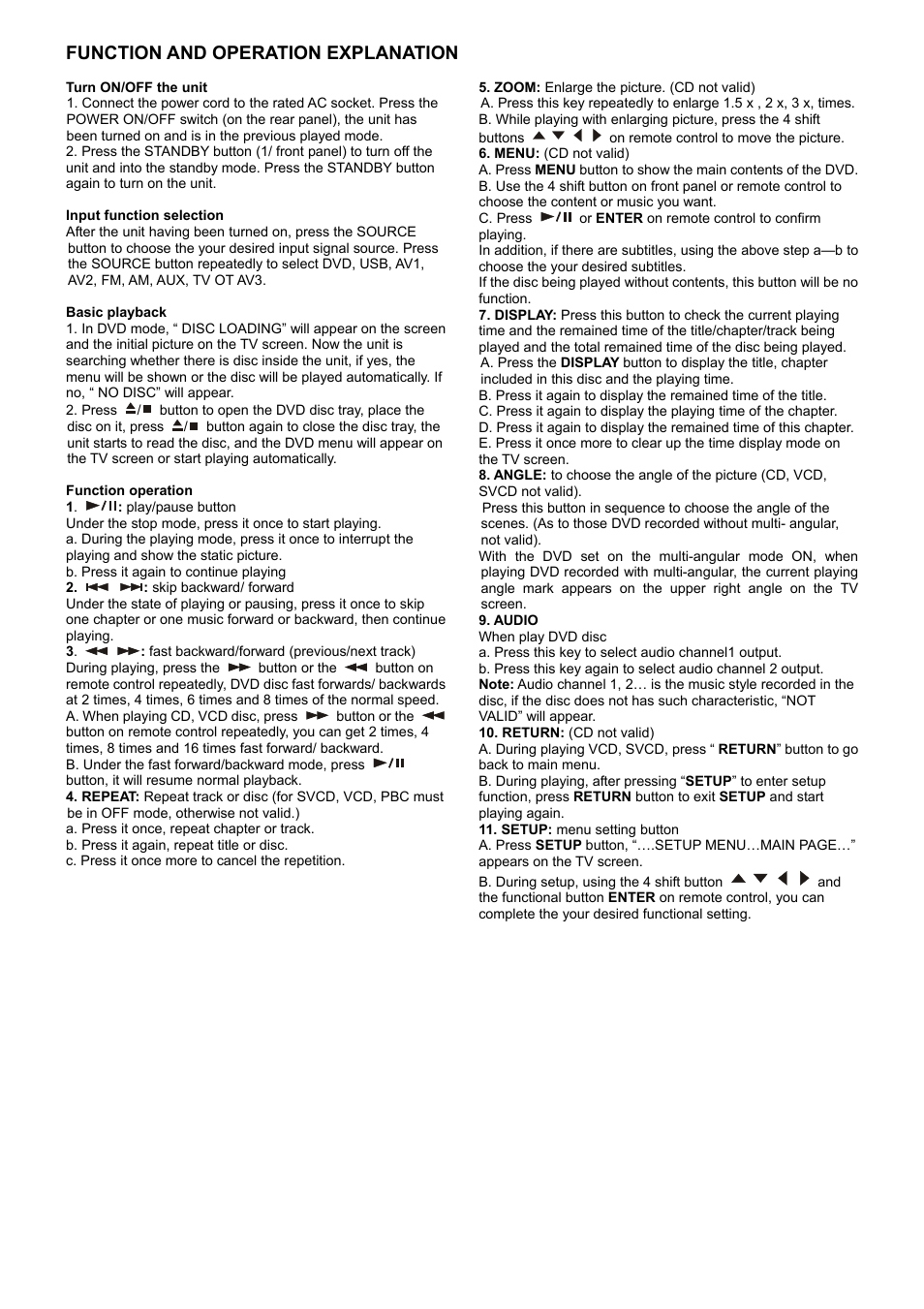 Function and operation explanation | System Fidelity DVD-R150 User Manual | Page 15 / 21