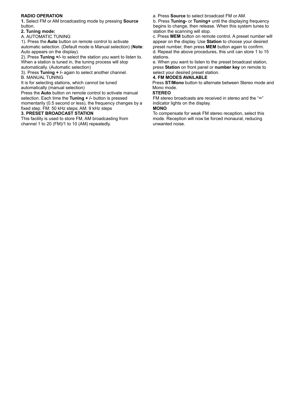 Radio operation | System Fidelity DVD-R150 User Manual | Page 18 / 21
