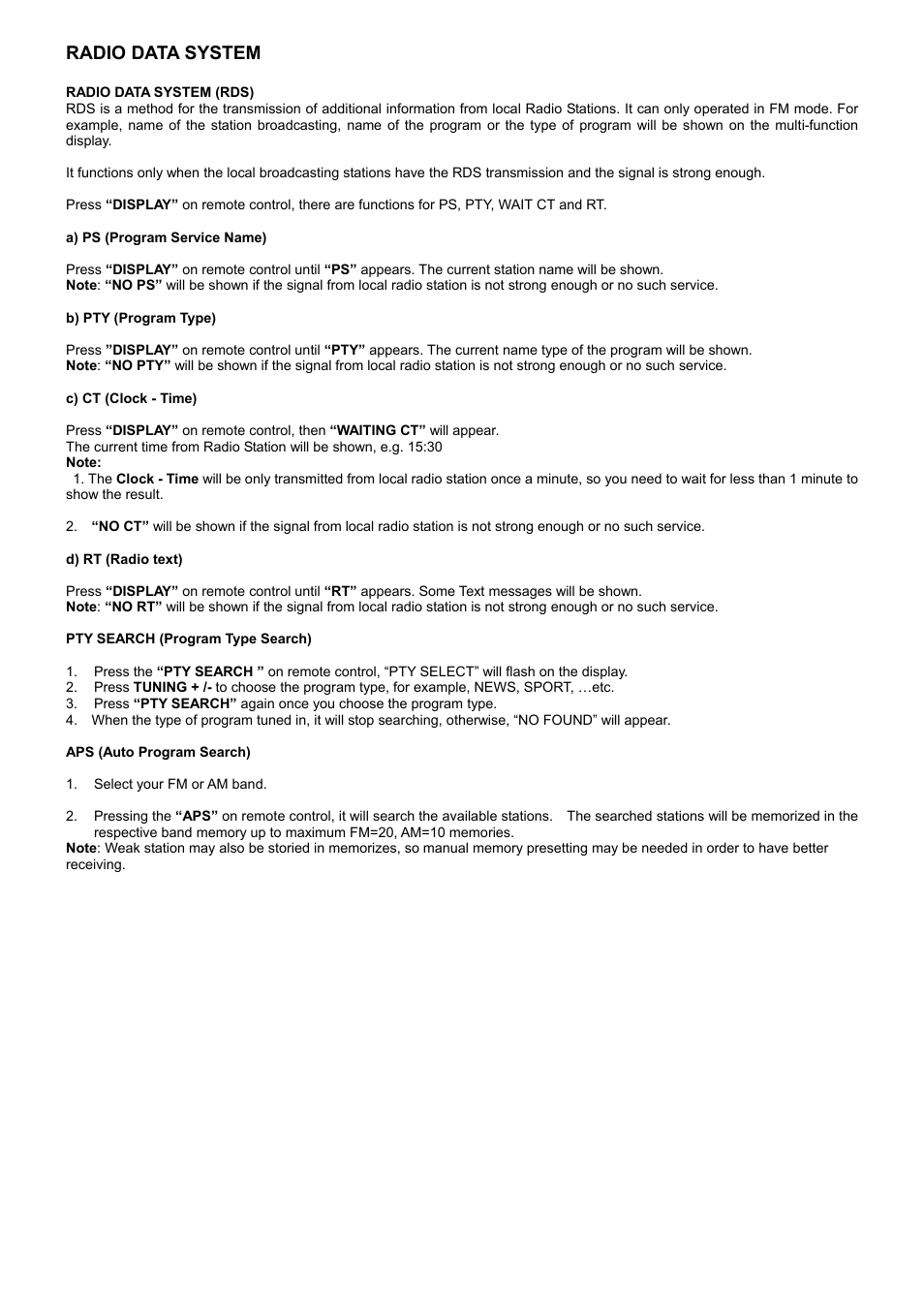 Radio data system | System Fidelity DVD-R150 User Manual | Page 19 / 21