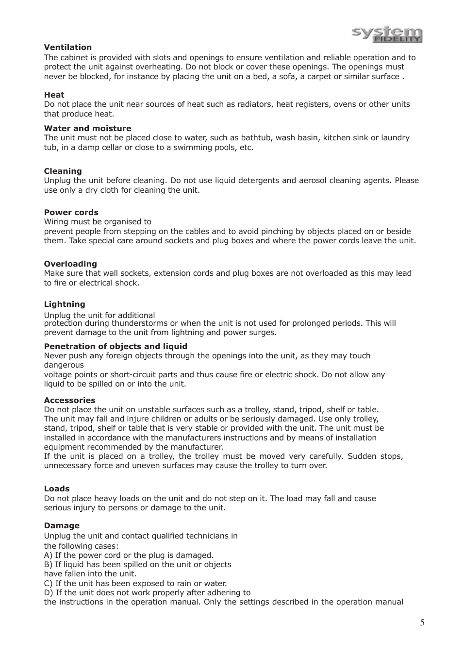 System Fidelity ST-250 User Manual | Page 4 / 15