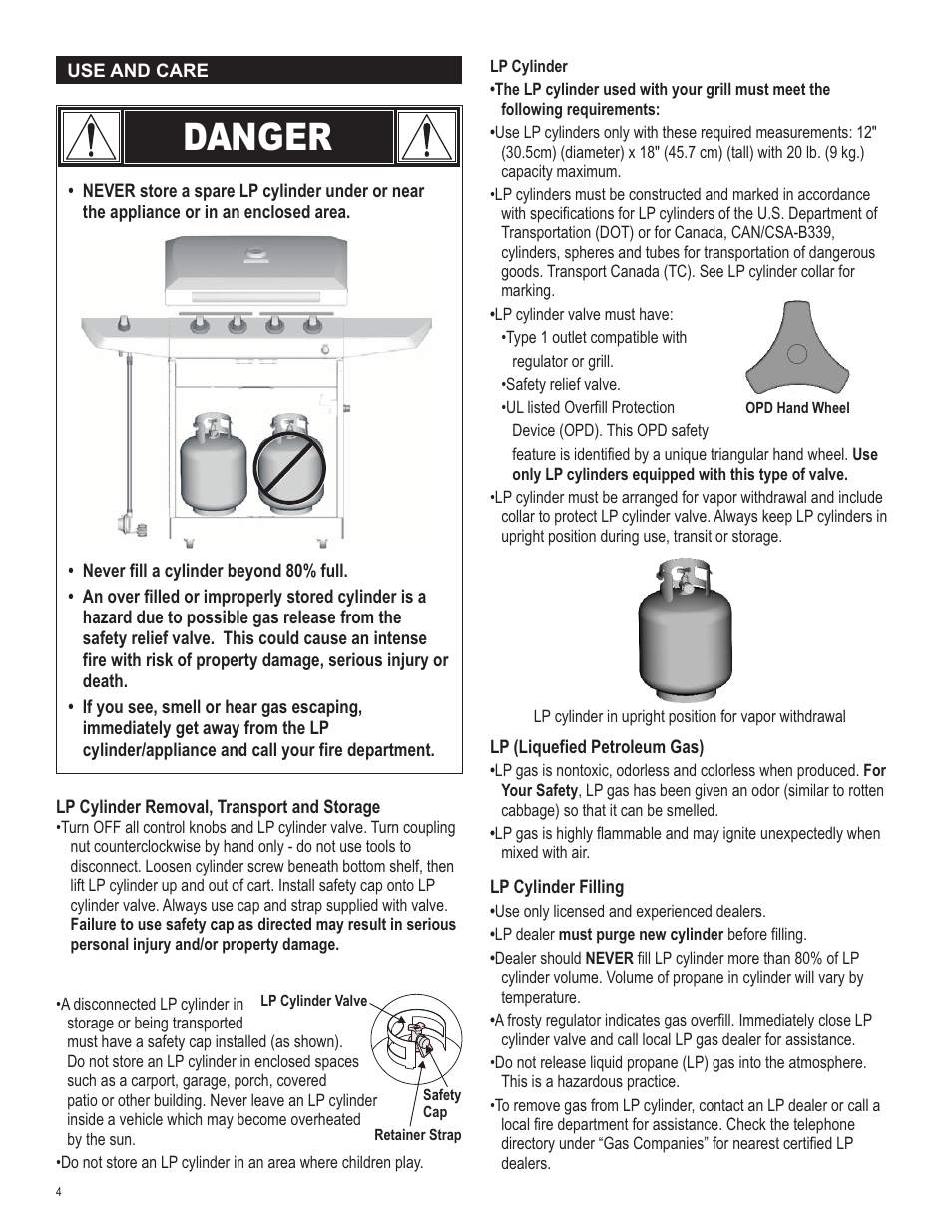 Danger | Char-Broil 463262911 User Manual | Page 4 / 24