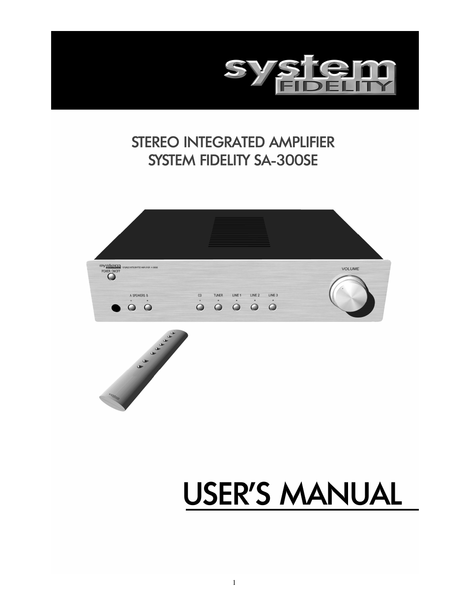 System Fidelity SA-300SE User Manual | 7 pages