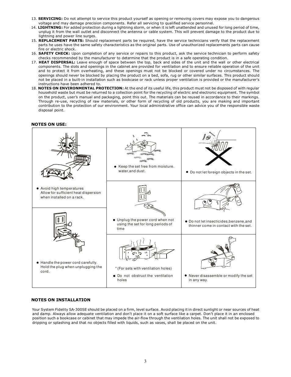 System Fidelity SA-300SE User Manual | Page 3 / 7