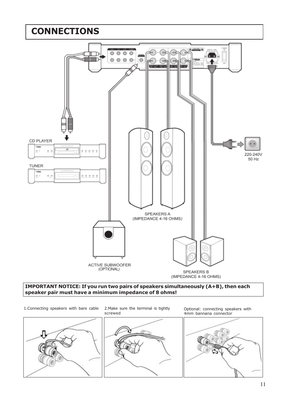 Connections | System Fidelity SA-370 User Manual | Page 11 / 16
