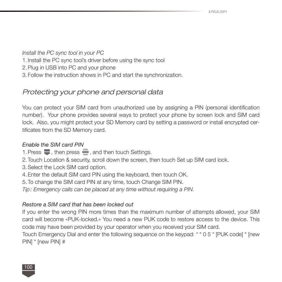 Protecting your phone and personal data | TAG Heuer LINK User Manual | Page 100 / 114