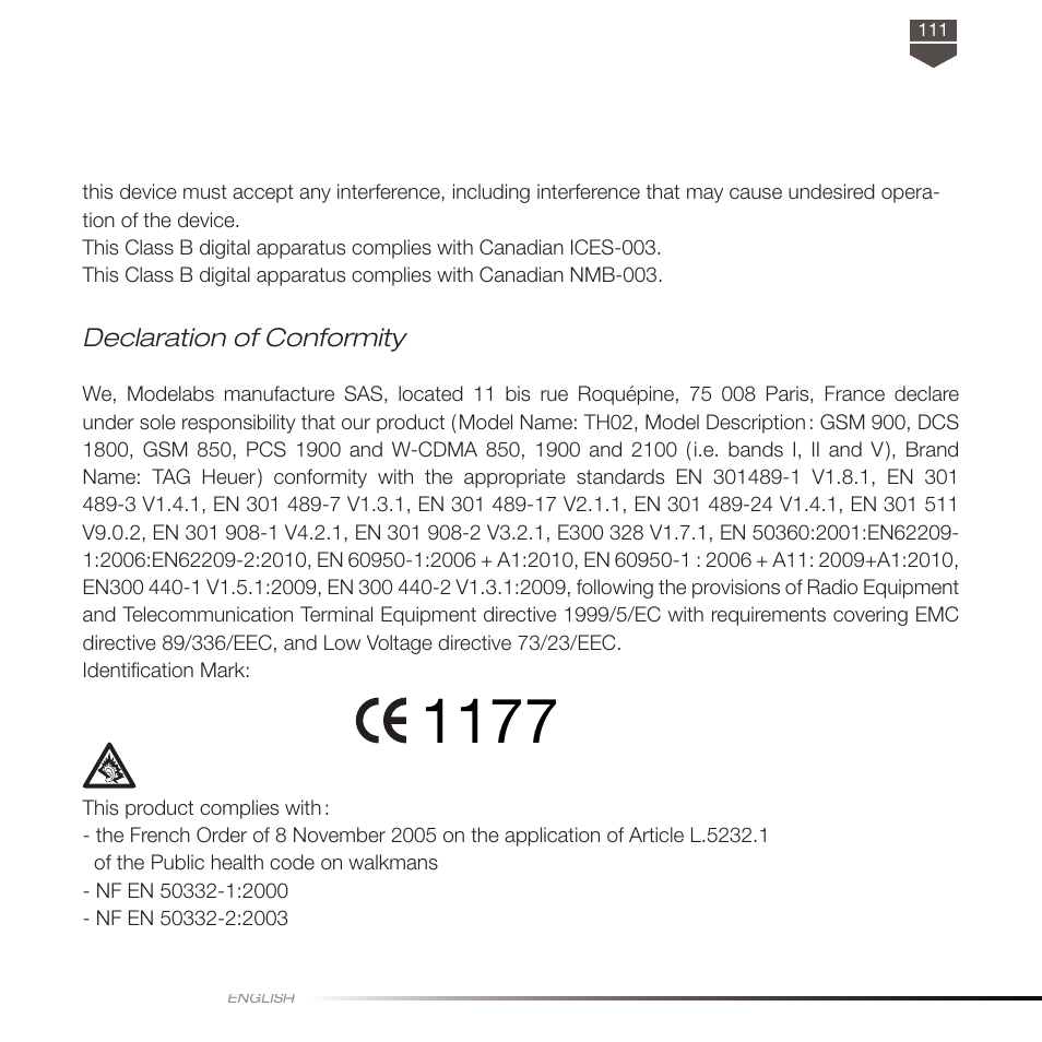 TAG Heuer LINK User Manual | Page 111 / 114