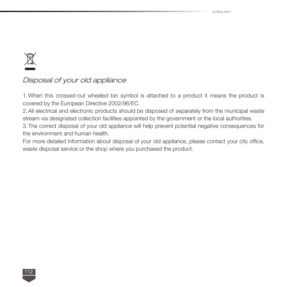 Disposal of your old appliance | TAG Heuer LINK User Manual | Page 112 / 114