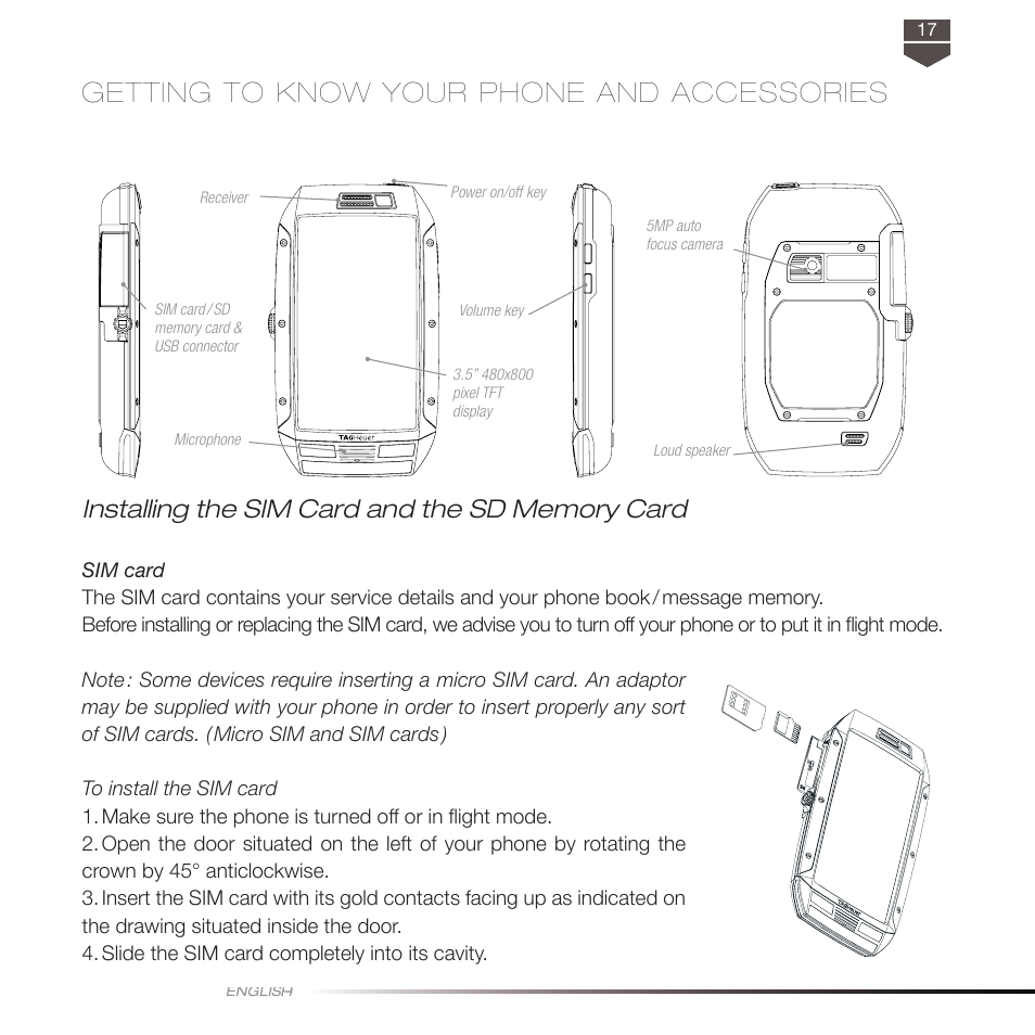 Getting to know your phone and accessories | TAG Heuer LINK User Manual | Page 17 / 114
