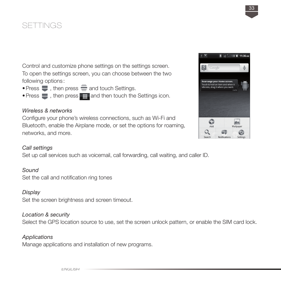 Settings | TAG Heuer LINK User Manual | Page 33 / 114
