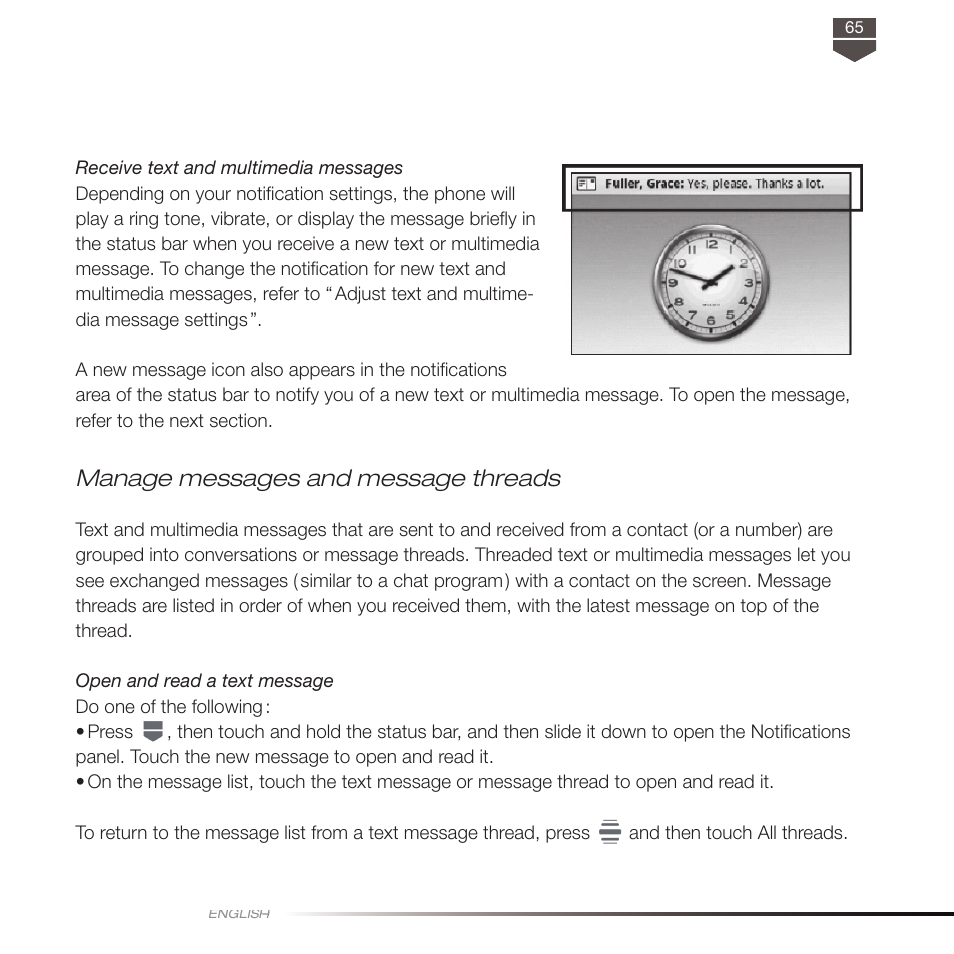 Manage messages and message threads | TAG Heuer LINK User Manual | Page 65 / 114