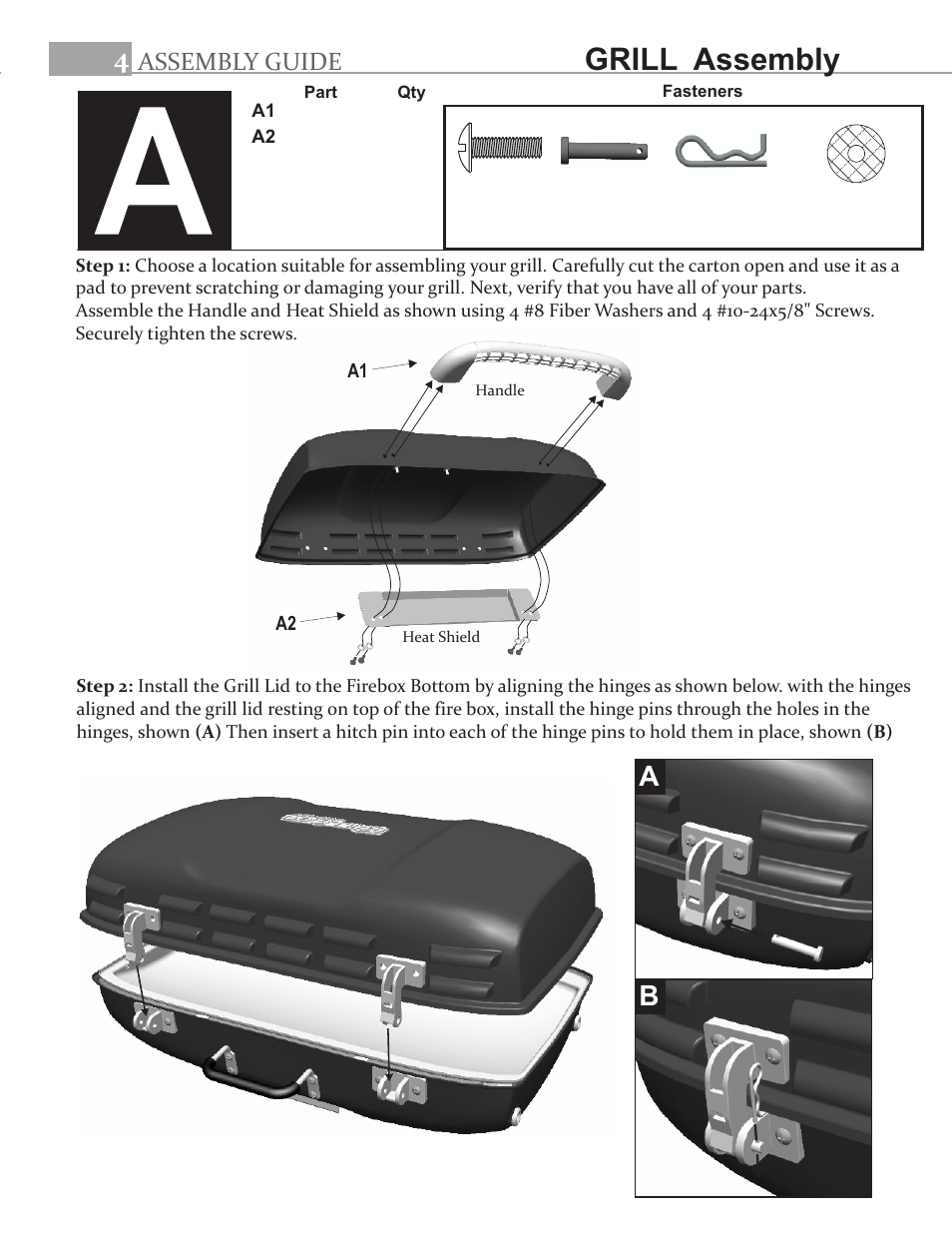 Grill assembly, Assembly guide | Char-Broil GRILL2GO 11401587 User Manual | Page 4 / 8