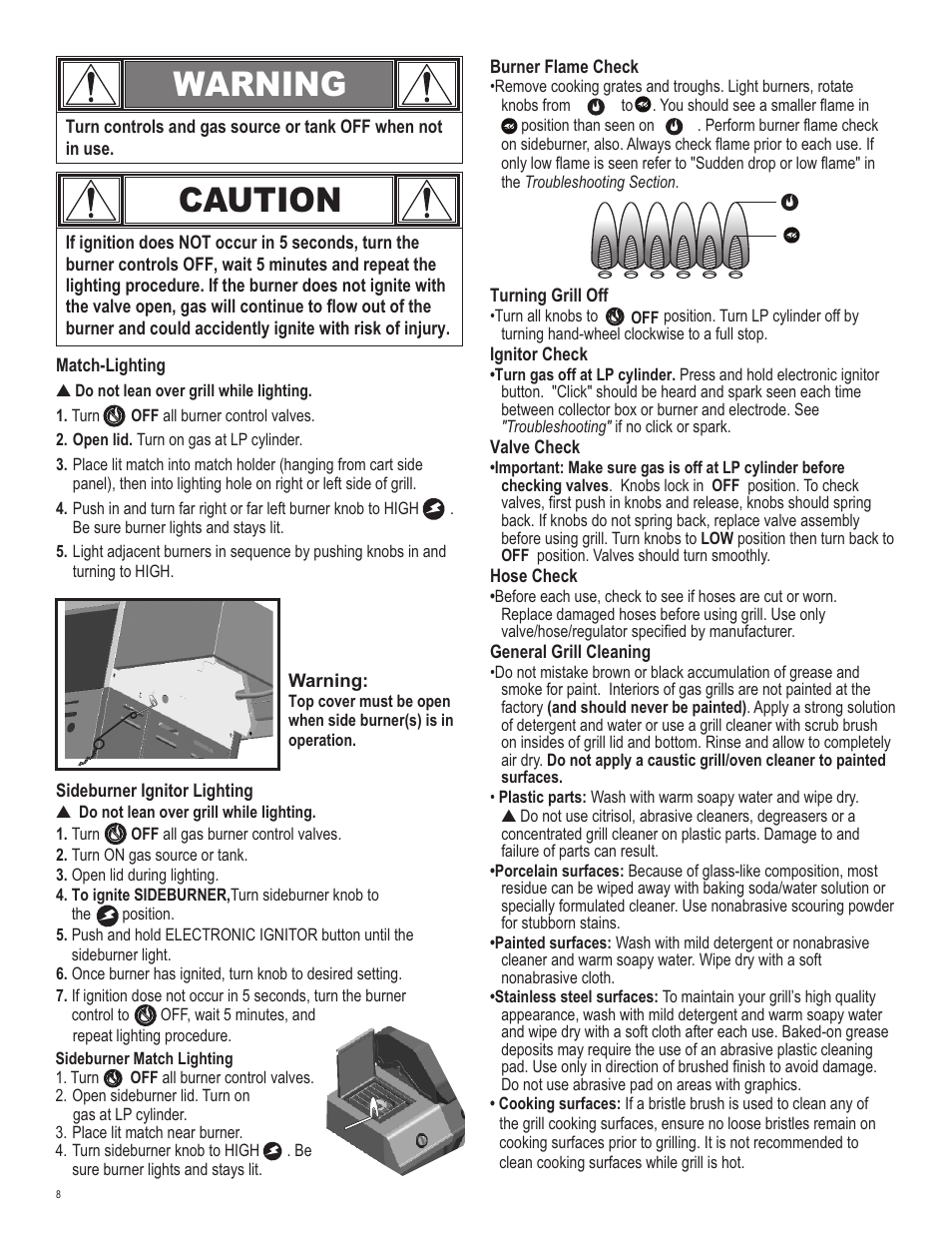 Caution, Warning | Char-Broil HEATWAVE 461262409 User Manual | Page 8 / 28