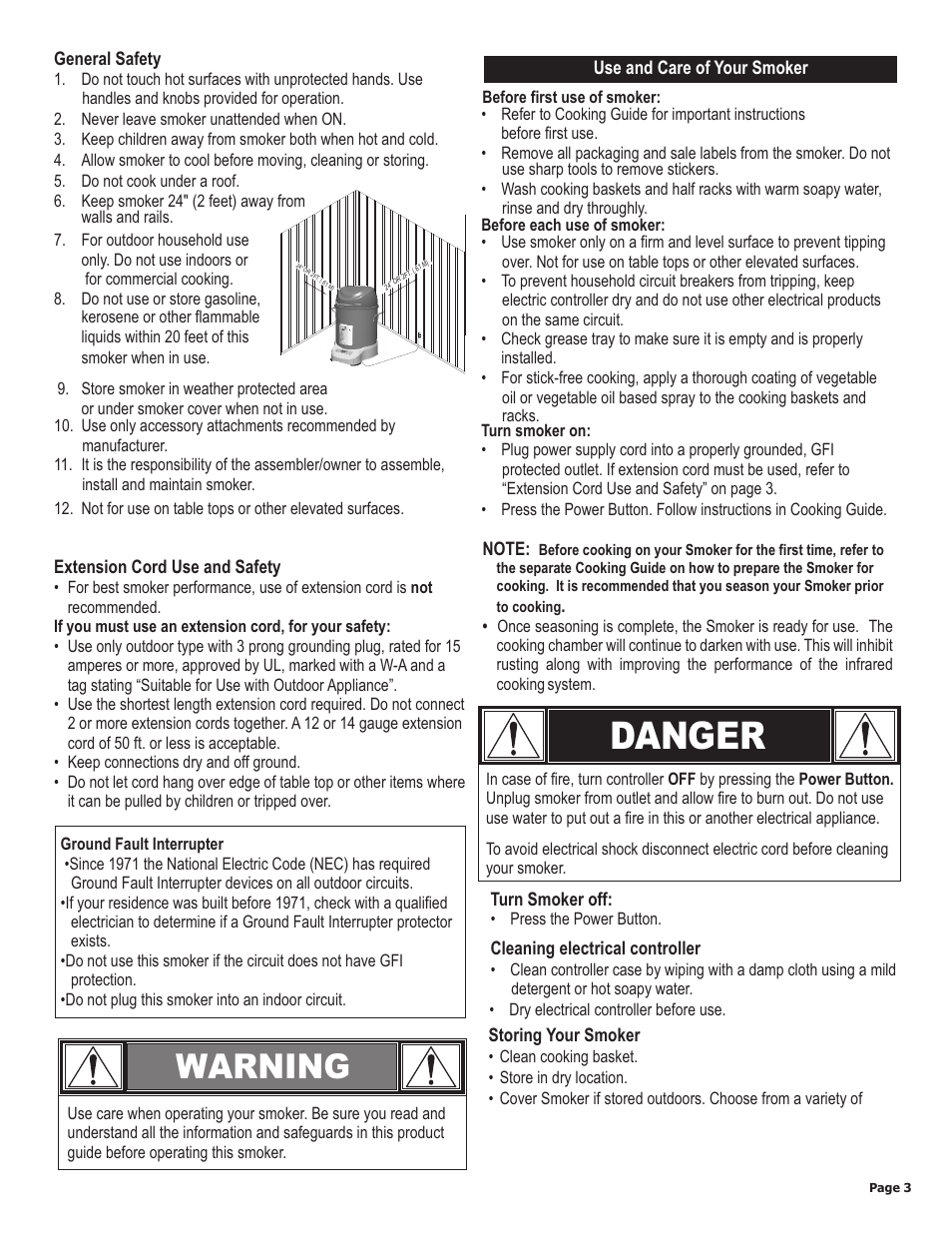 Danger, Warning | Char-Broil TRU 11101625-A1 User Manual | Page 3 / 16